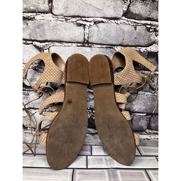 Vince Camuto Tany Tan Leather Snake Print Gladiator Lace Sandals Women Sz 6M US - Picture 9 of 15
